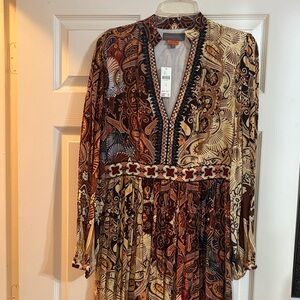 Anthropologie Multicolor Paisley Long Sleeve Dress NWT